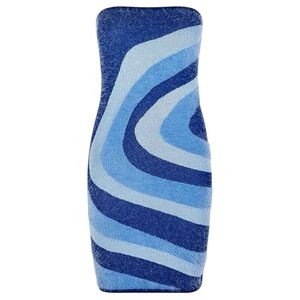 House of Sunny Spice Hockney Strapless Tube Mini Dress in Klein Blue, Small, NWT